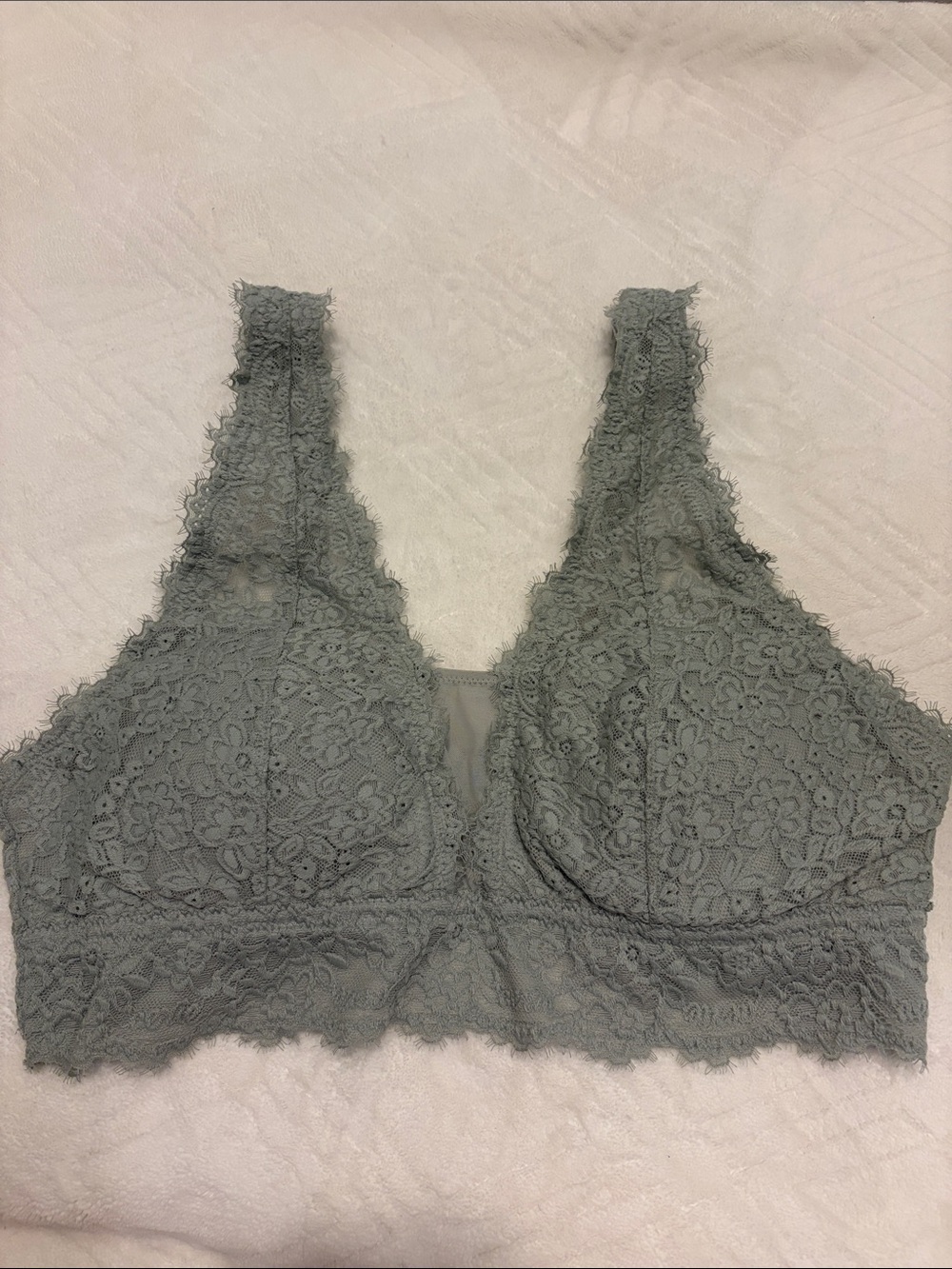 aerie Lace Bralette in Sage - Soft Lace Triangle Bralette
